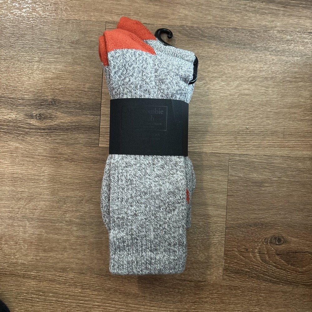 Vintage Abercrombie & Fitch Socks Mens 10-13 Gray Wool Cotton Crew 3 Pack New